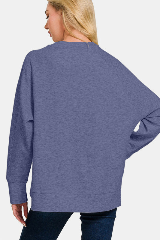 Zenana Scuba Round Neck Side Slit Sweatshirt Tops/Jackets/Sweaters Clothing Tops Ship from USA TikTok Trendsi USPS Walmart Zenana Trendsi https://www.cyberehub.com