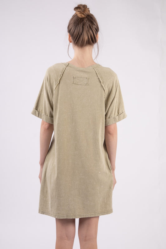 VERY J Washed Round Neck Mini Tee Dress Apparel/Dress Dress Ship from USA TikTok Trendsi USPS VERY J Walmart Walmart Apparel Trendsi https://www.cyberehub.com