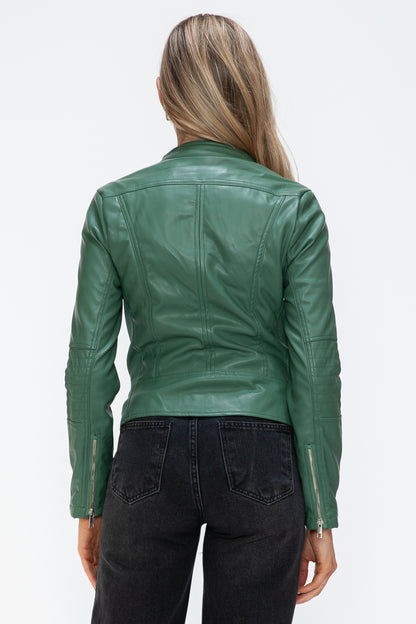 Snobbish Faux Leather Zip Up Drawstring Hooded Jacket Tops/Jackets/Sweaters Clothing Tops Ship from USA Snobbish TikTok Trendsi USPS Walmart Trendsi https://www.cyberehub.com