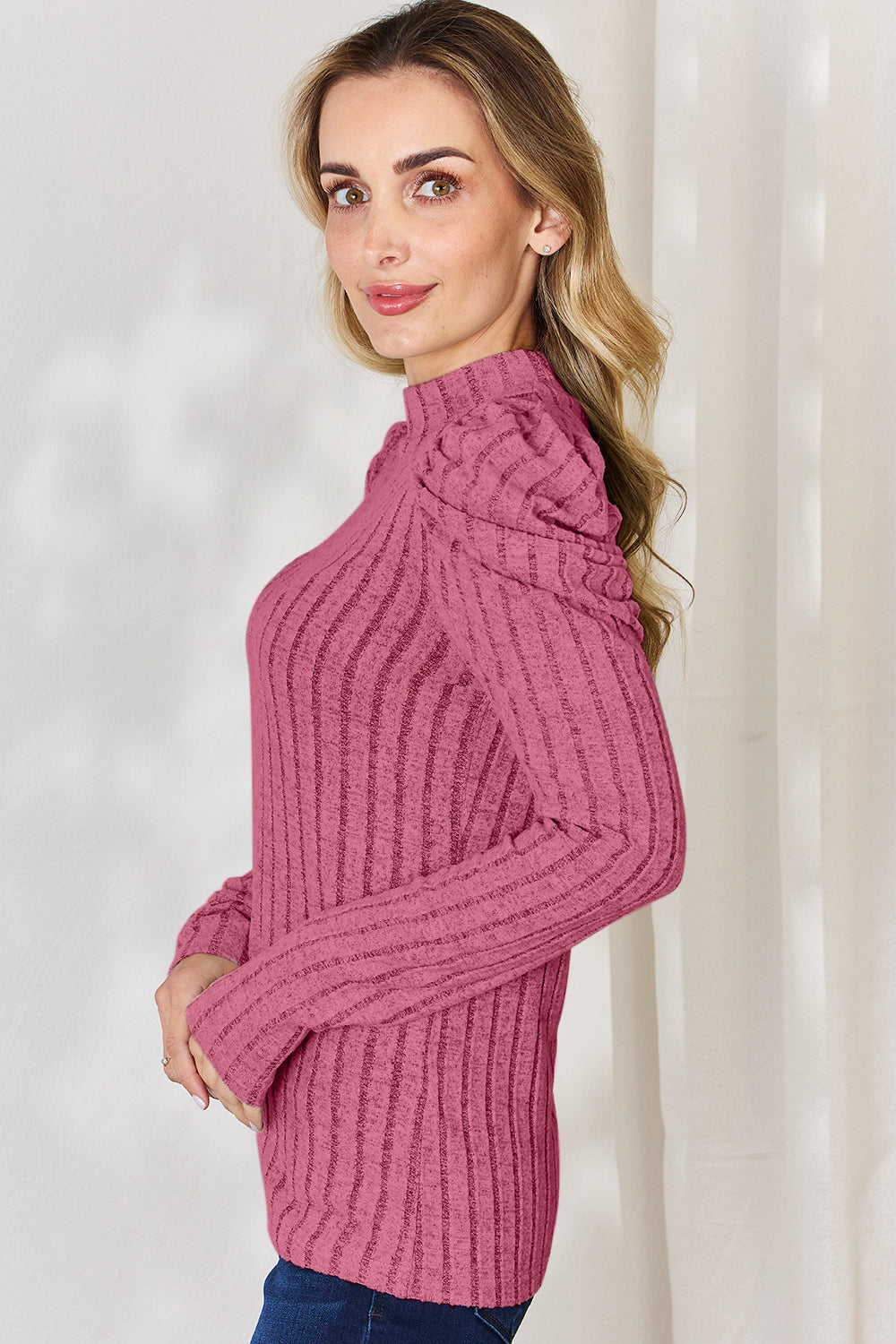Basic Bae Full Size Ribbed Mock Neck Puff Sleeve T-Shirt Apparel/Tops Basic Bae Ship from USA TikTok Tops Trendsi USPS Walmart Walmart Apparel Trendsi https://www.cyberehub.com