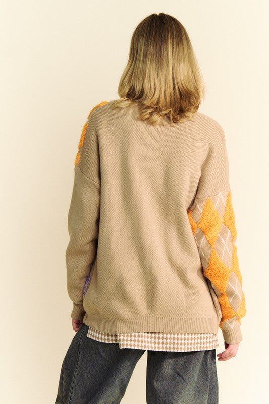 Davi & Dani Argyle V-Neck Dropped Shoulder Cardigan Tops/Jackets/Sweaters Clothing Tops Davi & Dani Ship from USA TikTok Trendsi USPS Walmart Trendsi https://www.cyberehub.com