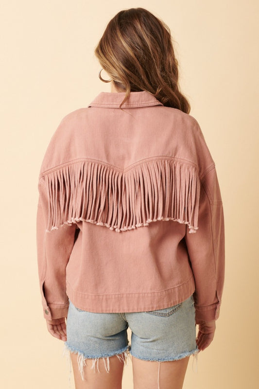 Mittoshop Fringe Detail Cotton Twill Jacket Shirt Apparel Clothing Tops Mittoshop Ship from USA Shirts USA Women Trendsi https://www.cyberehub.com