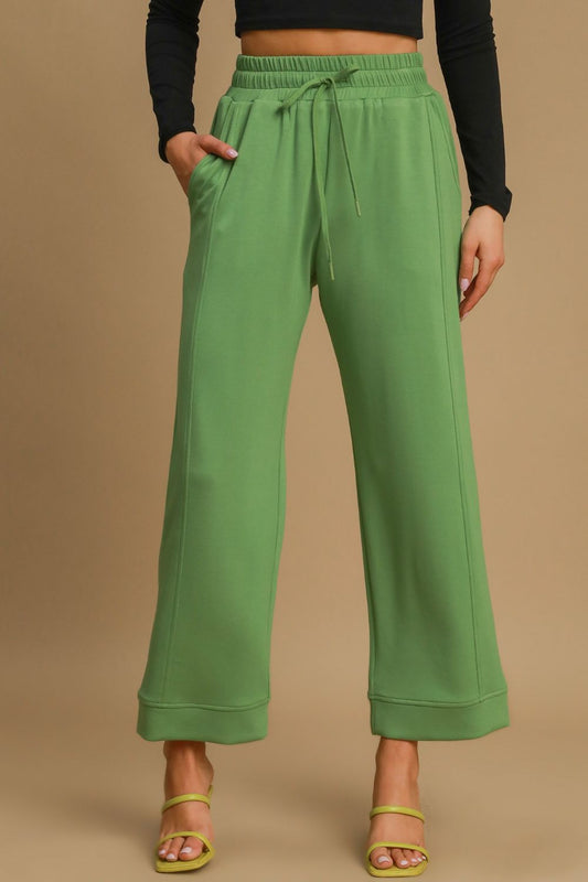 Umgee Drawstring Wide Leg Pants with Pockets Green Apparel Apparel Ship from USA TikTok Trendsi Umgee USA Trendsi https://www.cyberehub.com