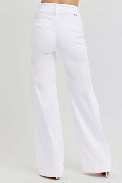 RISEN Full Size Tummy Control Double Button Wide Leg Jeans Bottoms Bottoms Clothing Pants RISEN Ship from USA Women Trendsi https://www.cyberehub.com