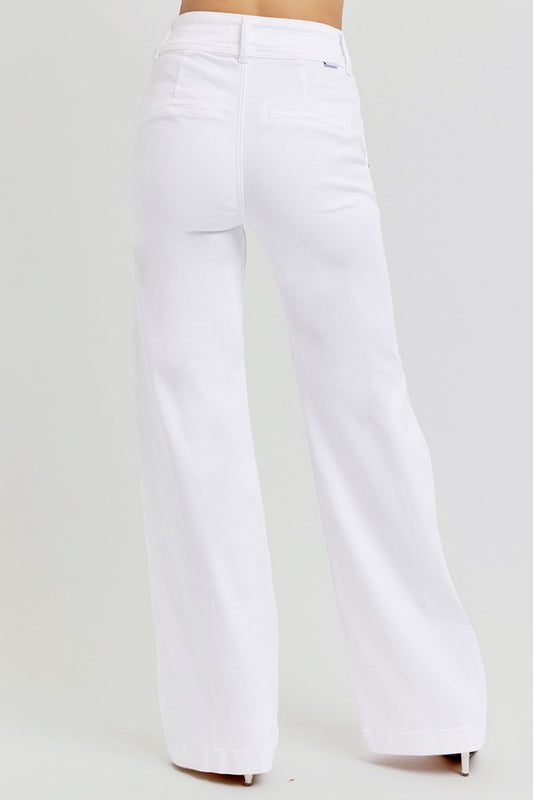 RISEN Full Size Tummy Control Double Button Wide Leg Jeans Bottoms Bottoms Clothing Pants RISEN Ship from USA Women Trendsi https://www.cyberehub.com