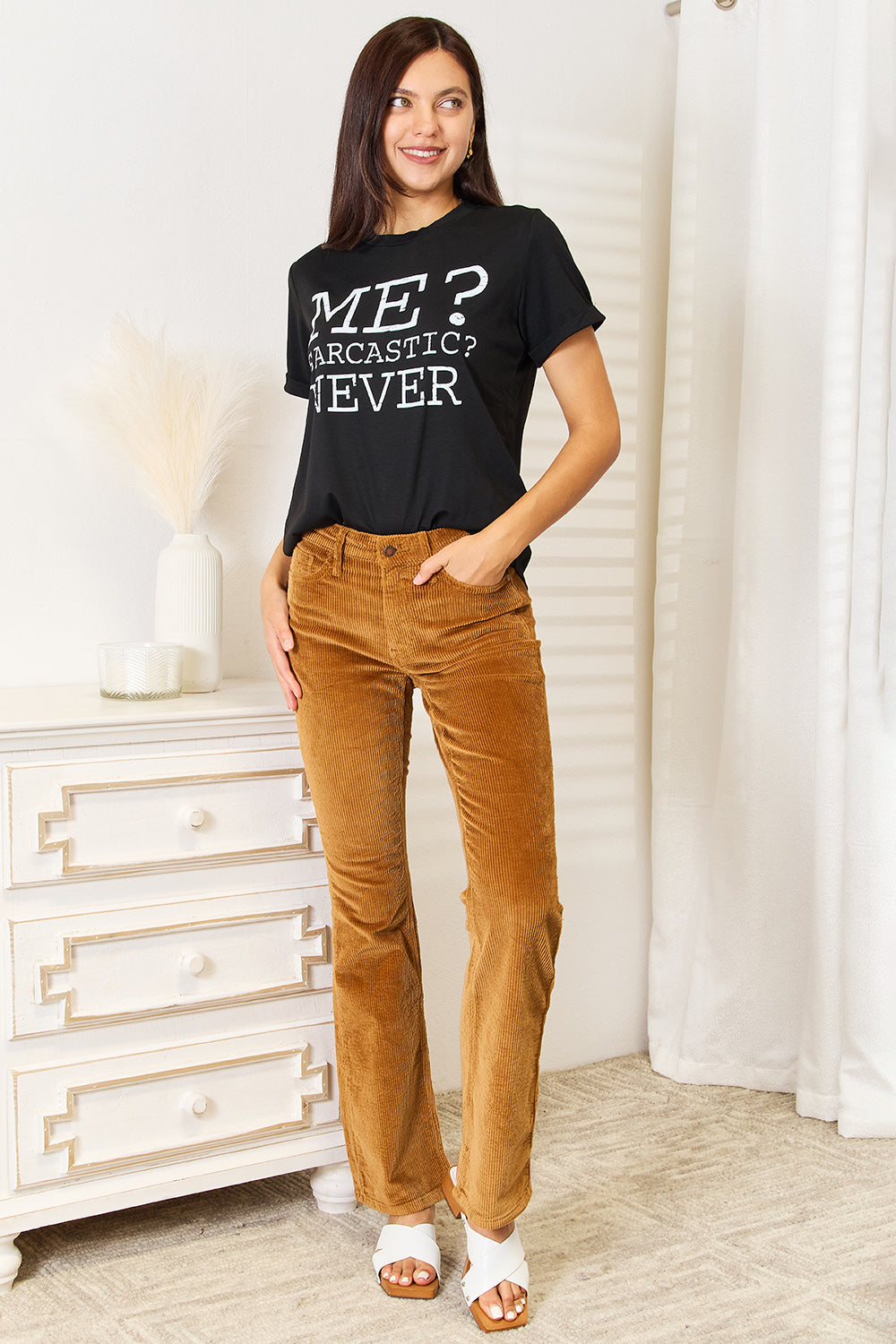 Simply Love Letter Graphic Round Neck T-Shirt Apparel/Tops Doorbusters Ship from USA Simply Love TikTok Tops Trendsi USPS Walmart Walmart Apparel Trendsi https://www.cyberehub.com