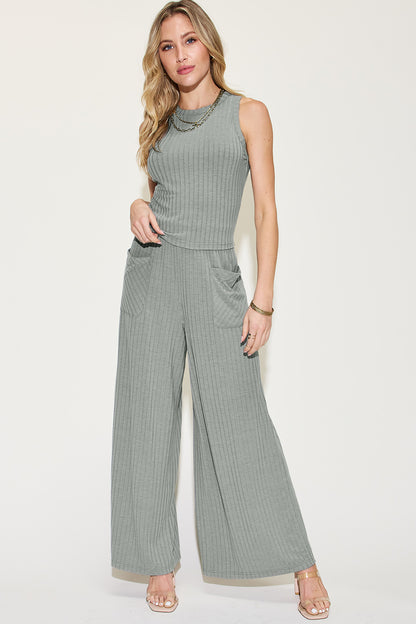 Basic Bae Full Size Ribbed Tank and Wide Leg Pants Set Apparel/Tops Basic Bae Ship from USA TikTok Tops Trendsi USPS Walmart Walmart Apparel Trendsi https://www.cyberehub.com