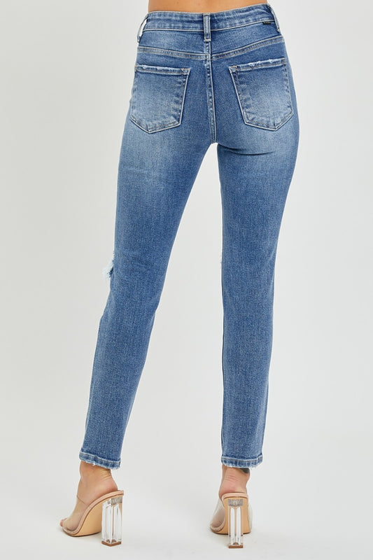 Risen Full Size High Rise Knee Distressed Skinny Jeans Bottoms Bottoms Clothing Pants RISEN Ship from USA Women Trendsi https://www.cyberehub.com