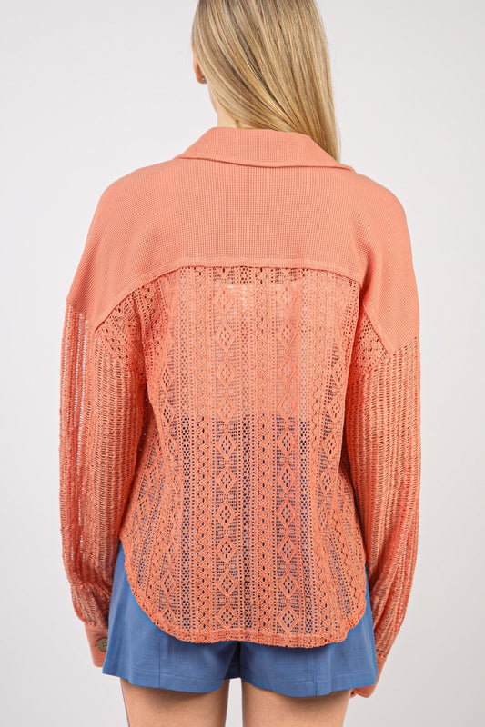 VERY J Button Up Long Sleeve Lace Shirt Tops/Jackets/Sweaters Clothing Tops Ship from USA TikTok Trendsi USPS VERY J Walmart Trendsi https://www.cyberehub.com