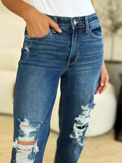 Judy Blue Full Size Mid Rise Distressed Raw Hem Jeans Bottoms Bottoms Clothing Judy Blue Ship from USA Women Trendsi https://www.cyberehub.com
