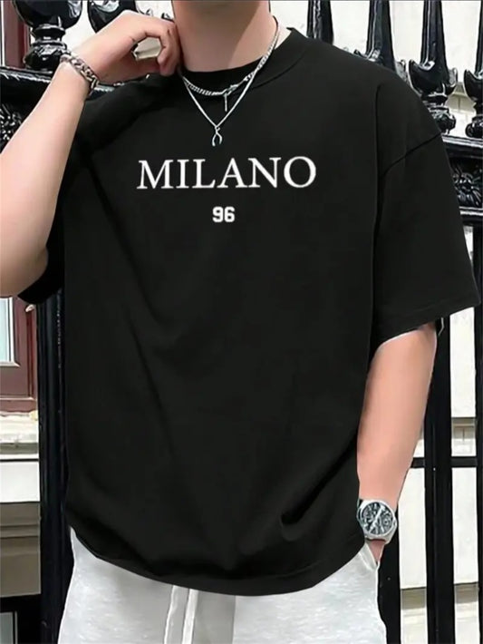 Teen Casual Crew Neck T-Shirt With Milano Print - Regular Fit, Ideal For Spring Summer Outdoor Wear Apparel/Shirt/Graphic Shirt SNULLO https://www.cyberehub.com