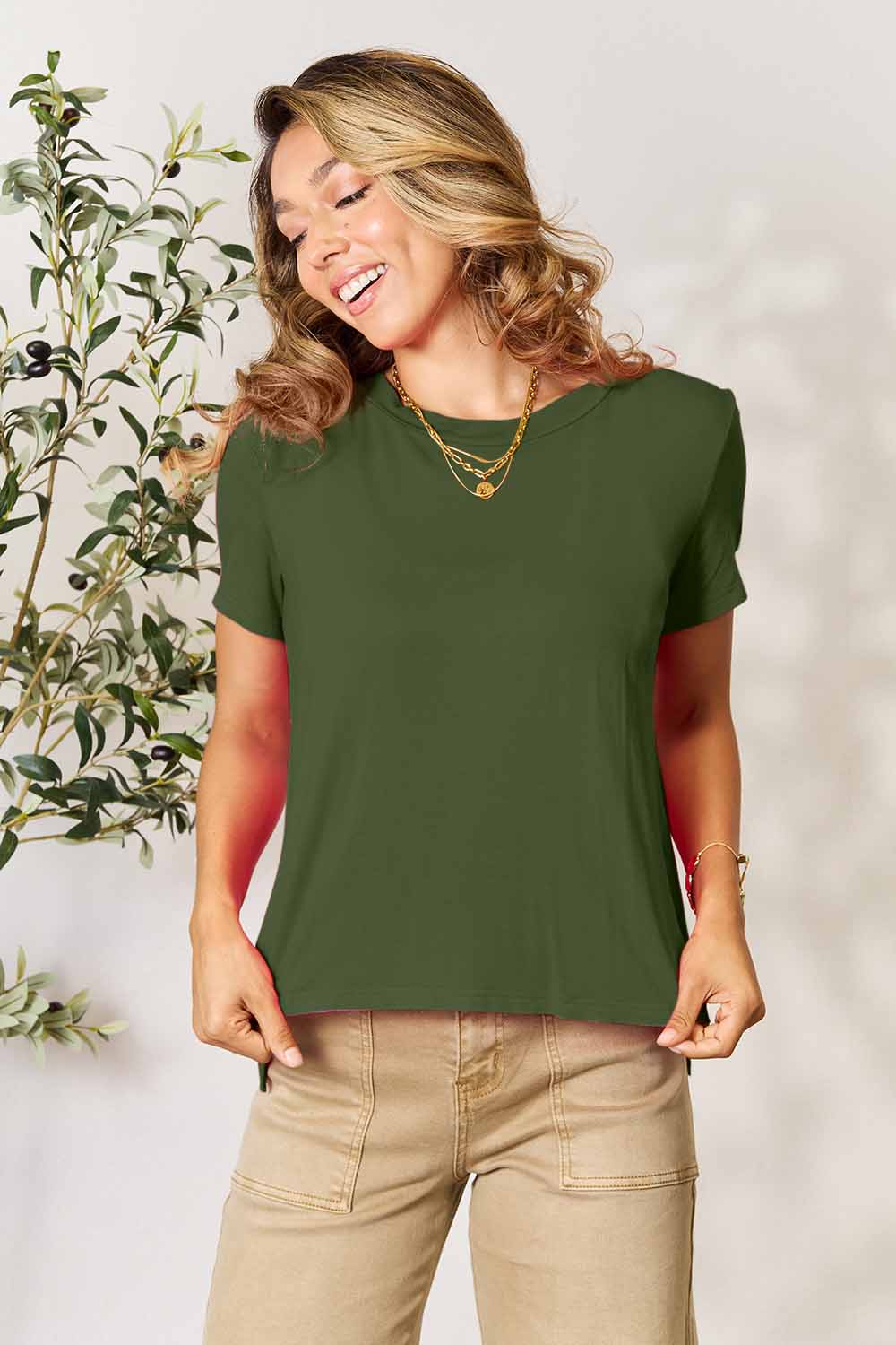 Basic Bae Full Size Round Neck Short Sleeve T-Shirt Matcha Green Apparel/Tops Basic Bae Ship from USA TikTok Tops Trendsi USPS Walmart Walmart Apparel Trendsi https://www.cyberehub.com