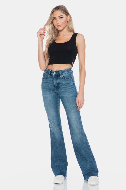 Judy Blue Full Size Tummy Control Cut Hem Flare Jeans Medium Bottoms Bottoms Clothing Judy Blue Ship from USA Women Trendsi https://www.cyberehub.com