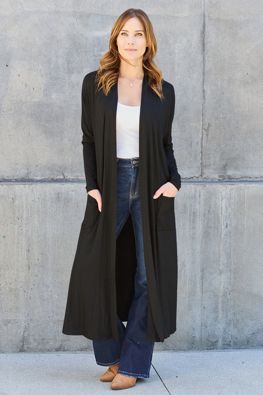 Basic Bae Full Size Open Front Long Sleeve Cover Up Black Apparel/Tops Basic Bae Memorial Day Sale Ship from USA TikTok Tops Trendsi USPS Walmart Walmart Apparel Trendsi https://www.cyberehub.com