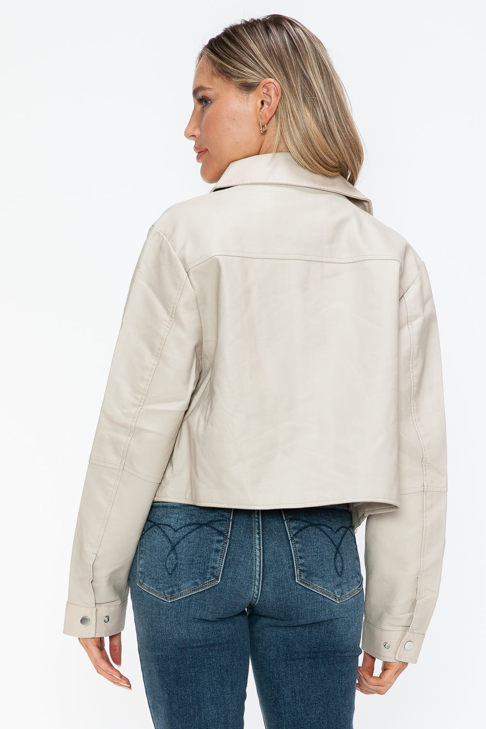 Snobbish Snap Down Long Sleeve PU Leather Jacket Tops/Jackets/Sweaters Clothing Tops Ship from USA Snobbish TikTok Trendsi USPS Walmart Trendsi https://www.cyberehub.com