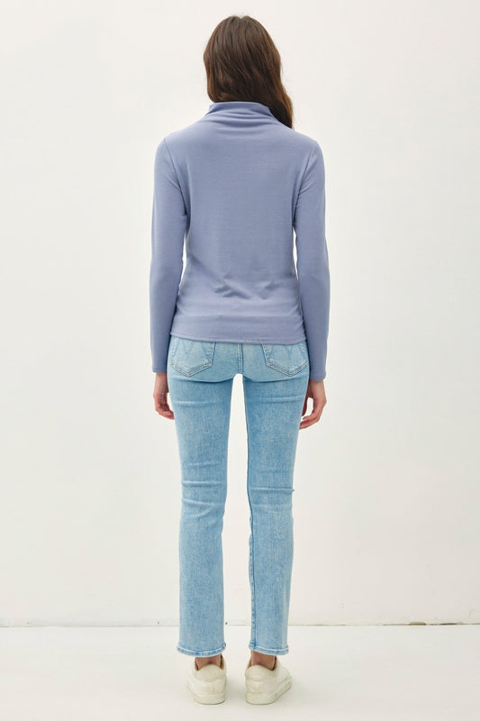 Be Cool Mock Neck Long Sleeve T-Shirt Apparel/Tops BE COOL Ship from USA TikTok Tops Trendsi USPS Walmart Walmart Apparel Trendsi https://www.cyberehub.com