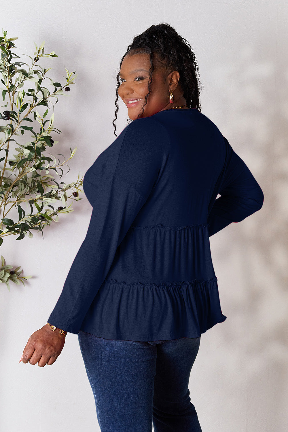 Double Take Half Button Long Sleeve Ruffle Hem Blouse Apparel/Tops Double Take Ship from USA TikTok Tops Trendsi USPS Walmart Walmart Apparel Trendsi https://www.cyberehub.com