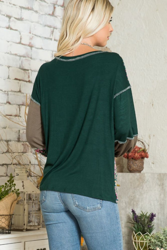 Celeste Full Size Floral Color Block Exposed Seam T-Shirt Apparel/Tops Celeste Ship from USA TikTok Tops Trendsi USPS Walmart Walmart Apparel Trendsi https://www.cyberehub.com