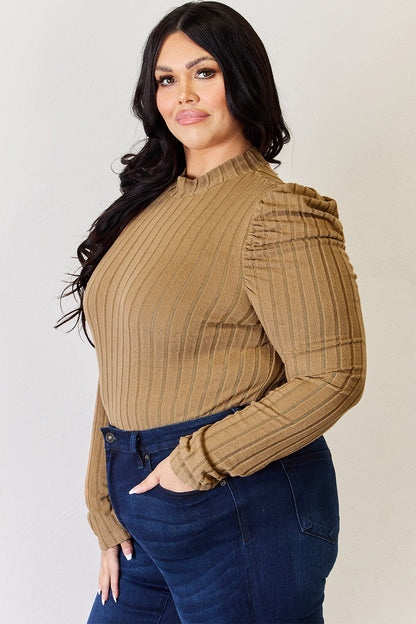 Basic Bae Full Size Ribbed Mock Neck Puff Sleeve T-Shirt Apparel/Tops Basic Bae Ship from USA TikTok Tops Trendsi USPS Walmart Walmart Apparel Trendsi https://www.cyberehub.com