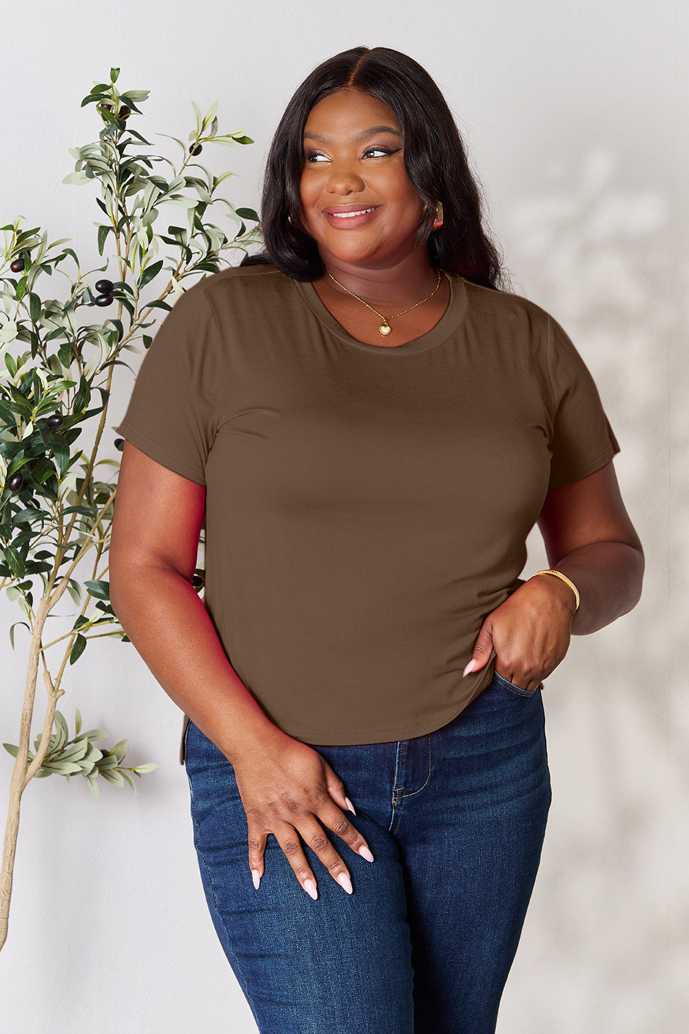 Basic Bae Full Size Round Neck Short Sleeve T-Shirt Apparel/Tops Basic Bae Ship from USA TikTok Tops Trendsi USPS Walmart Walmart Apparel Trendsi https://www.cyberehub.com