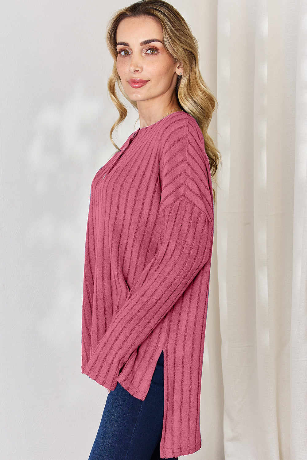 Basic Bae Full Size Ribbed Half Button Long Sleeve High-Low T-Shirt Apparel/Tops Basic Bae Ship from USA TikTok Tops Trendsi USPS Walmart Walmart Apparel Trendsi https://www.cyberehub.com