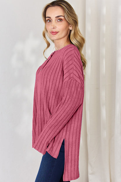 Basic Bae Full Size Ribbed Half Button Long Sleeve High-Low T-Shirt Apparel/Tops Basic Bae Ship from USA TikTok Tops Trendsi USPS Walmart Walmart Apparel Trendsi https://www.cyberehub.com