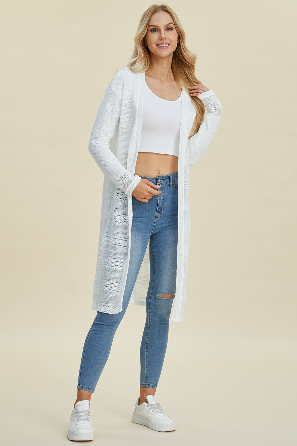 Double Take Full Size Open Front Longline Cardigan Shirt Apparel Clothing Tops Double Take Ship from USA Shirts USA Women Trendsi https://www.cyberehub.com