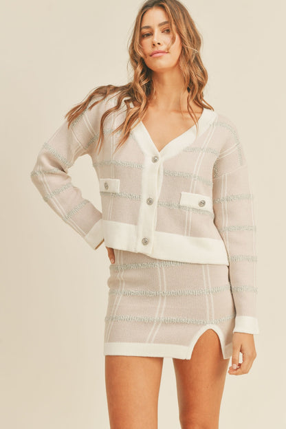 MABLE Plaid Button Down Sweater Cardigan and Mini Skirt Set Blush Shirt Apparel Clothing Tops MABLE Ship from USA Shirts USA Women Trendsi https://www.cyberehub.com