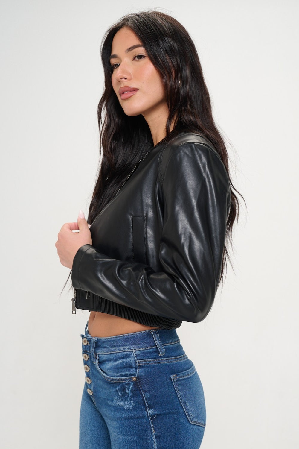 Coalition LA Zip Up Cropped Bomber Jacket Shirt Apparel Clothing Tops Coalition LA Ship from USA Shirts USA Women Trendsi https://www.cyberehub.com