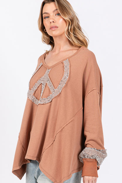 SAGE + FIG Peace Sign Mineral Wash Terry Top Tops/Jackets/Sweaters Clothing Tops SAGE+FIG Ship from USA TikTok Trendsi USPS Walmart Trendsi https://www.cyberehub.com