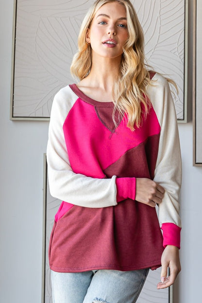 HOPELY Color Block Long Sleeve T-Shirt Tops/Jackets/Sweaters Clothing Tops HOPELY Ship from USA TikTok Trendsi USPS Walmart Trendsi https://www.cyberehub.com