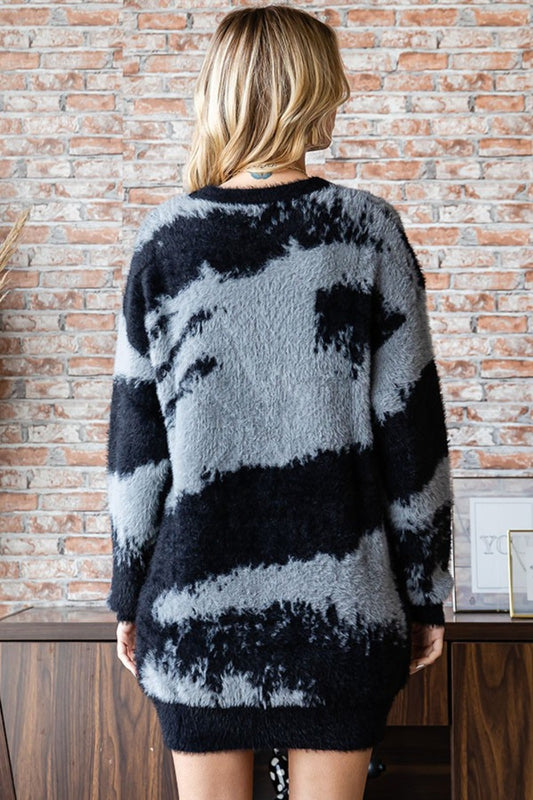 First Love Full Size Abstract Pattern Contrast Feather Yarn Sweater Shirt Apparel Clothing Tops First Love Ship from USA Shirts USA Women Trendsi https://www.cyberehub.com