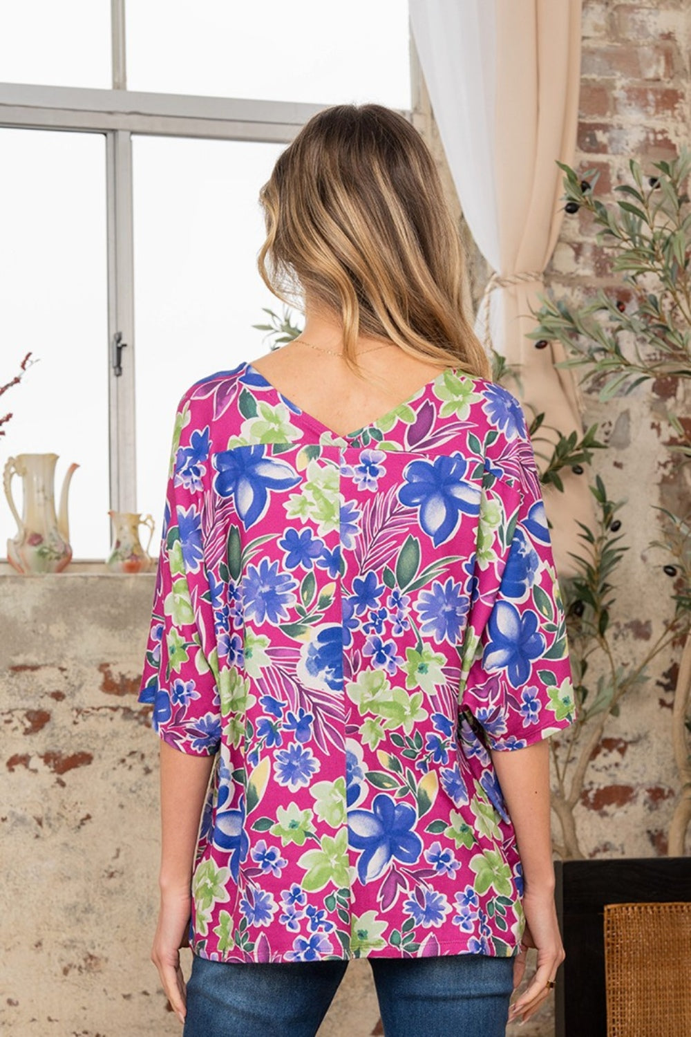 Sew In Love Full Size V-Neck Floral Half Sleeve Top Apparel/Tops Sew In Love Ship from USA TikTok Tops Trendsi USPS Walmart Walmart Apparel Trendsi https://www.cyberehub.com