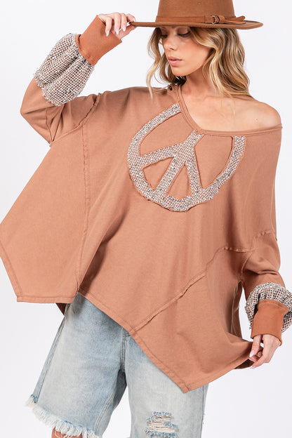 SAGE + FIG Peace Sign Mineral Wash Terry Top Tops/Jackets/Sweaters Clothing Tops SAGE+FIG Ship from USA TikTok Trendsi USPS Walmart Trendsi https://www.cyberehub.com