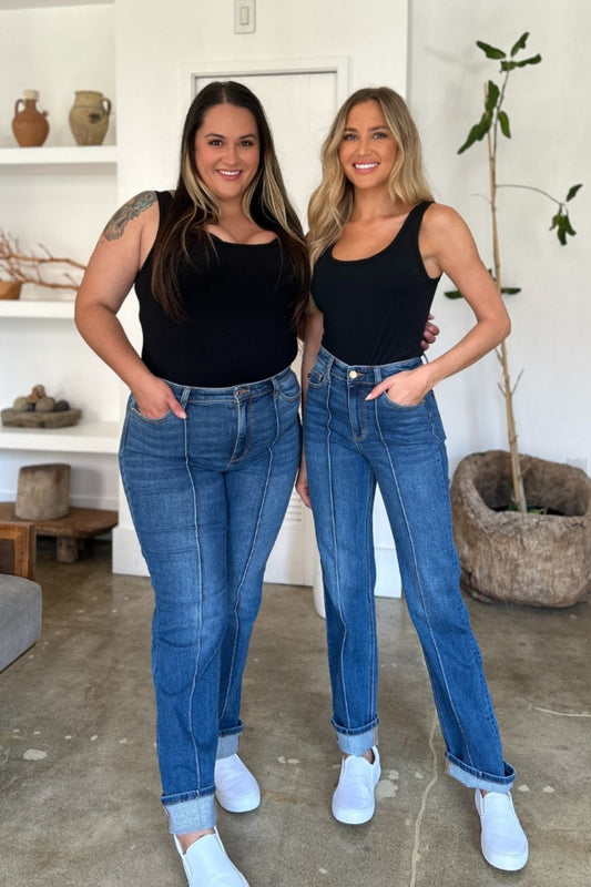 Judy Blue Full Size High Waist Front Seam Detail Straight Jeans Medium Bottoms Bottoms Clothing Judy Blue Ship from USA Women Trendsi https://www.cyberehub.com
