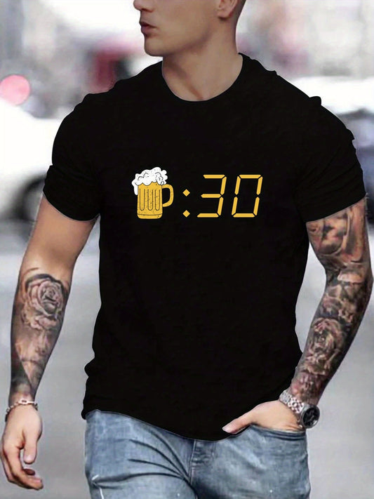 Beer Patterned Printed Men's Comfortable And Chic T-shirt, Patterned T-shirt For Men's Summer Outdoor Clothing, Men's Clothing, Men's Tops, Men's Gifts Apparel/Shirt/Graphic Shirt SNULLO https://www.cyberehub.com
