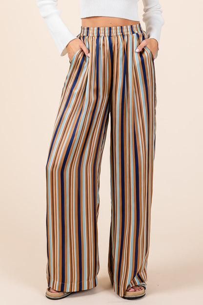 Mittoshop Striped Satin Elastic Waist Wide Leg Pants Bottoms Bottoms Clothing Mittoshop Pants Ship from USA Women Trendsi https://www.cyberehub.com