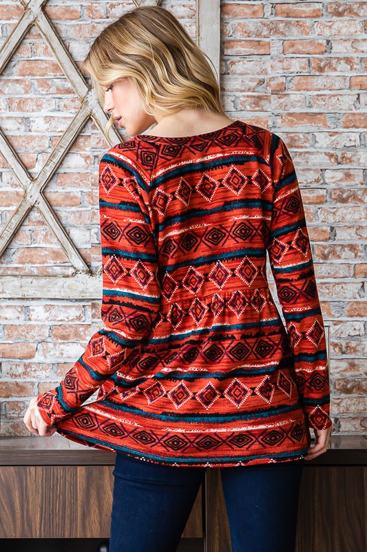 Heimish Full Size Geometric Button Detail Long Sleeve Babydoll Top Apparel Apparel Heimish Ship from USA TikTok Trendsi Trendsi https://www.cyberehub.com