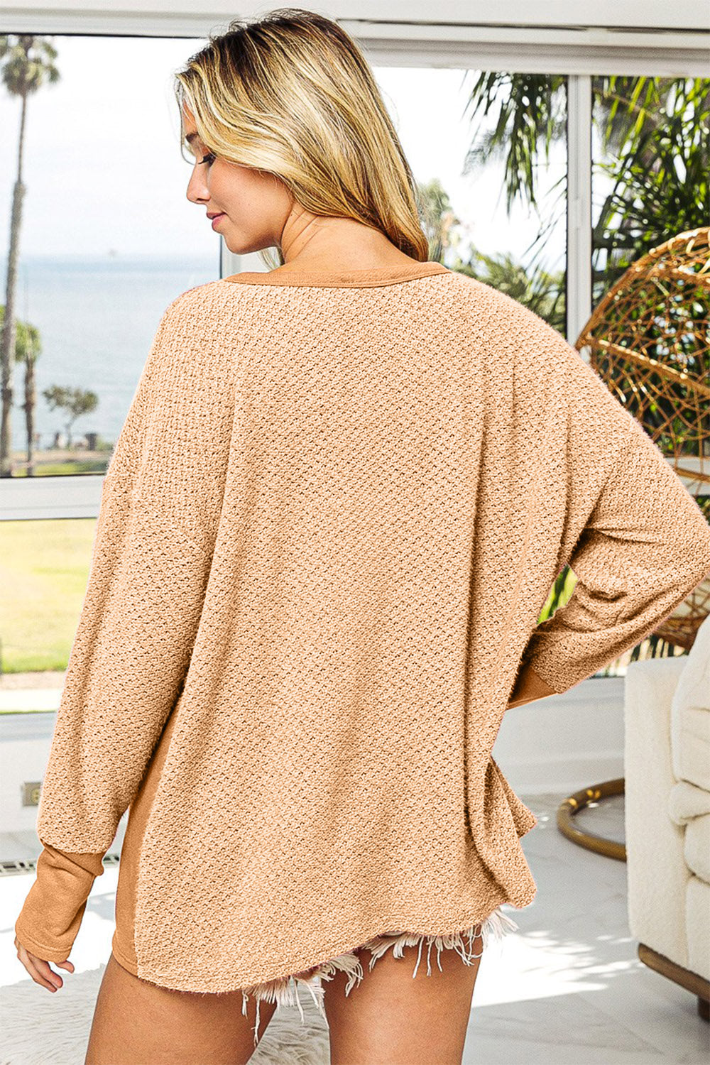 BiBi Thumb Opening Long Sleeve Top with Kangaroo Pocket Apparel/Tops BiBi Ship from USA TikTok Tops Trendsi USPS Walmart Walmart Apparel Trendsi https://www.cyberehub.com