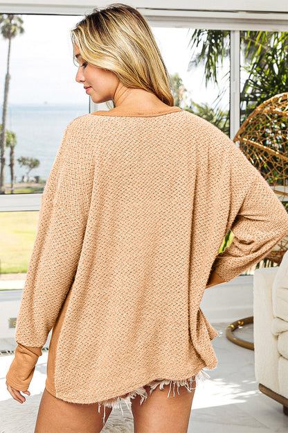 BiBi Thumb Opening Long Sleeve Top with Kangaroo Pocket Apparel/Tops BiBi Ship from USA TikTok Tops Trendsi USPS Walmart Walmart Apparel Trendsi https://www.cyberehub.com