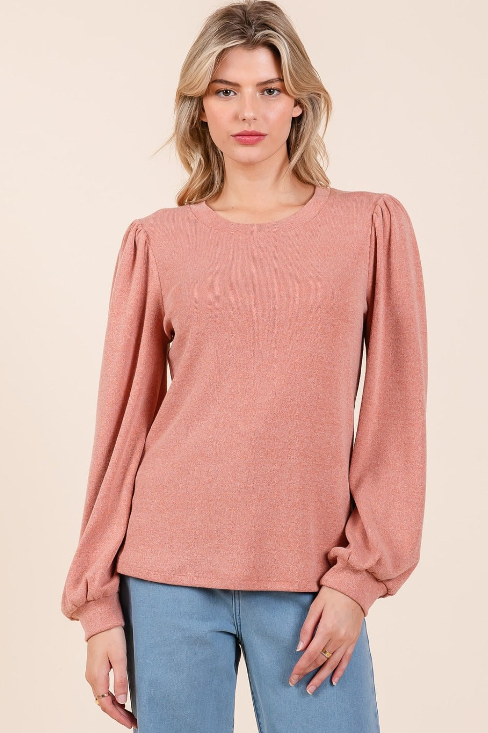 Mittoshop Round Neck Long Sleeve Rib Knit Top Shirt Apparel Clothing Tops Mittoshop Ship from USA Shirts USA Women Trendsi https://www.cyberehub.com