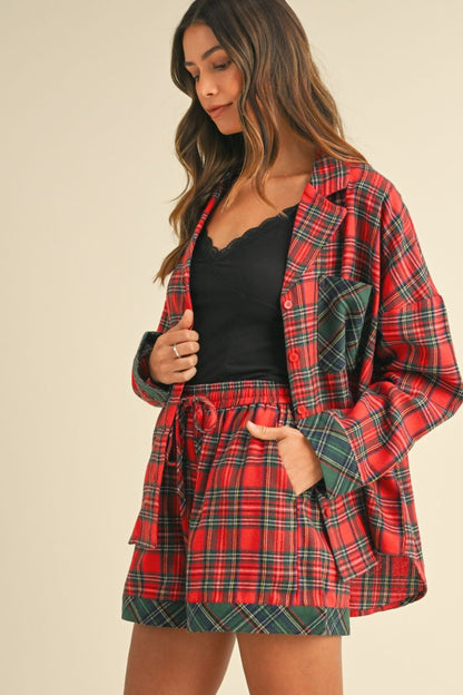 Annie Wear Contrast Plaid Long Sleeve Top and Shorts Set Apparel Annie Wear Apparel Ship from USA TikTok Trendsi Trendsi https://www.cyberehub.com
