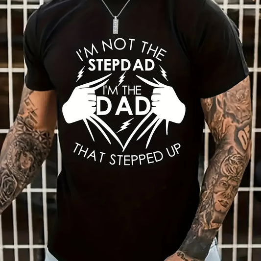 Stand Up Dad Stepfather T-shirt, Men's T-shirt, Summer, Spring, Autumn Casual Short Sleeved T-shirt, Top As Gifts Apparel/Shirt/Graphic Shirt SNULLO https://www.cyberehub.com
