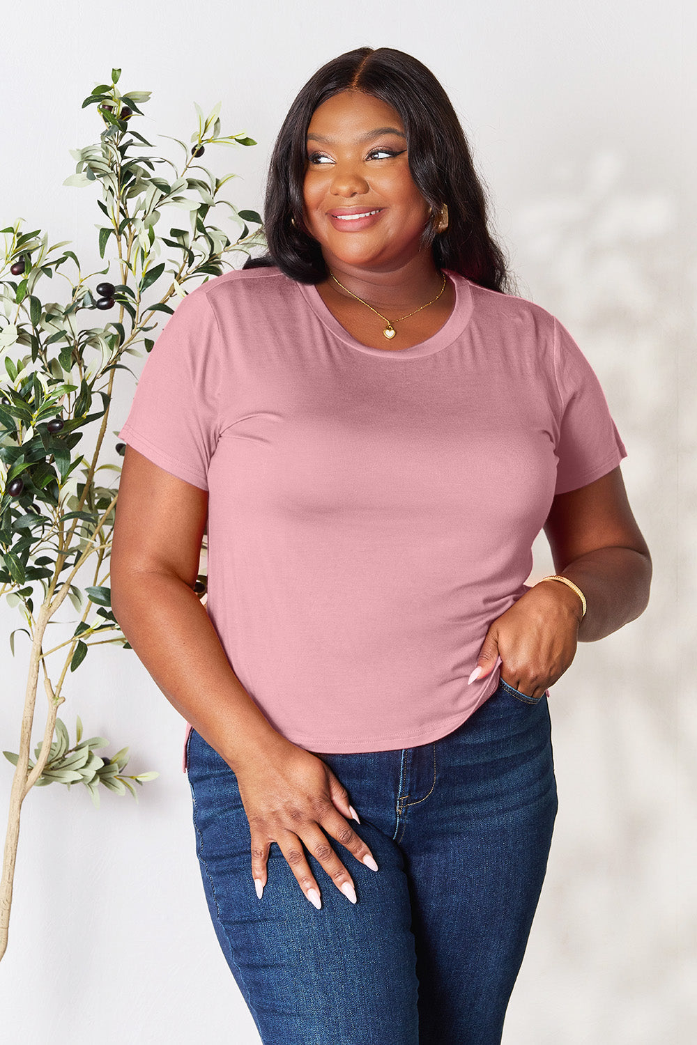 Basic Bae Full Size Round Neck Short Sleeve T-Shirt Apparel/Tops Basic Bae Ship from USA TikTok Tops Trendsi USPS Walmart Walmart Apparel Trendsi https://www.cyberehub.com