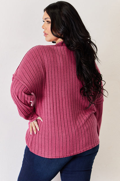 Basic Bae Full Size Ribbed Half Button Long Sleeve High-Low T-Shirt Apparel/Tops Basic Bae Ship from USA TikTok Tops Trendsi USPS Walmart Walmart Apparel Trendsi https://www.cyberehub.com