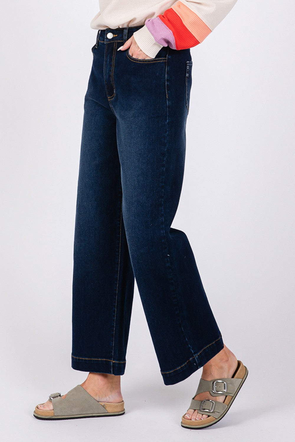 SAGE + FIG High Waist Wide Leg Jeans Bottoms Bottoms Clothing SAGE+FIG Ship from USA Women Trendsi https://www.cyberehub.com