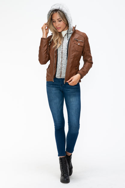 YMI Removable Faux Layered Multi-Pocket Jacket with Fuzzy Hood Apparel Featured Ship from USA Tiktok Trendsi USA USPS Walmart YMI outerwear Trendsi https://www.cyberehub.com