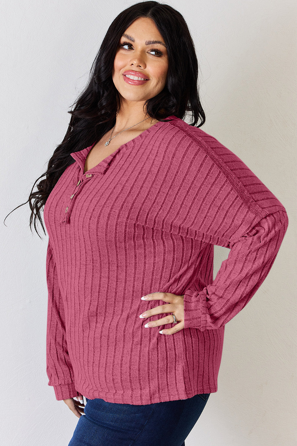 Basic Bae Full Size Ribbed Half Button Long Sleeve T-Shirt Apparel/Tops Basic Bae Ship from USA TikTok Tops Trendsi USPS Walmart Walmart Apparel Trendsi https://www.cyberehub.com