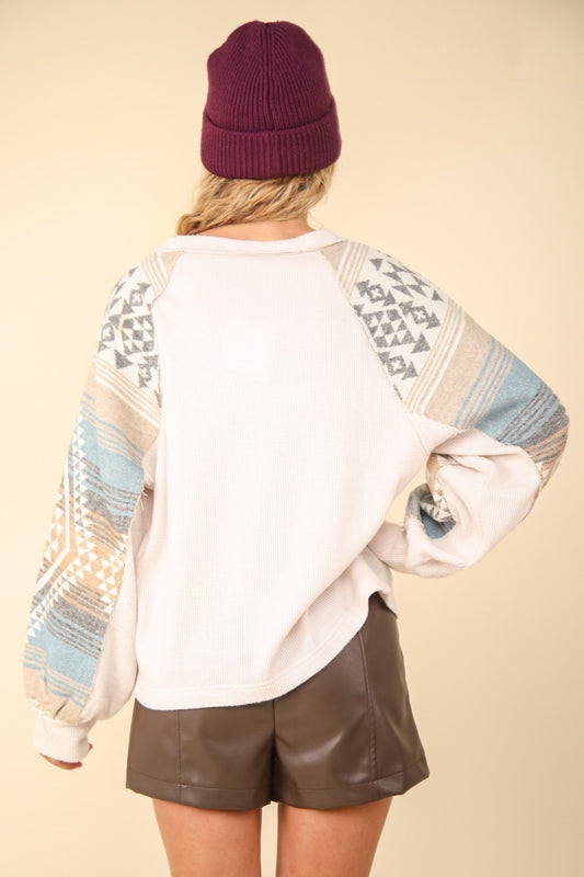 VERY J Printed Long Sleeve Round Neck Knit Top Shirt Apparel Clothing Tops Ship from USA Shirts USA VERY J Women Trendsi https://www.cyberehub.com