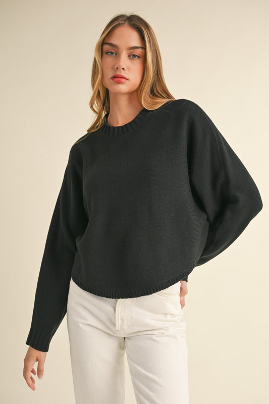 Mable Round Neck Dolman Sleeve Cropped Sweater Black Shirt Apparel Clothing Tops MABLE Ship from USA Shirts USA Women Trendsi https://www.cyberehub.com